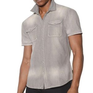 John Varvartos Faded Gray Snap Button Up Shirt